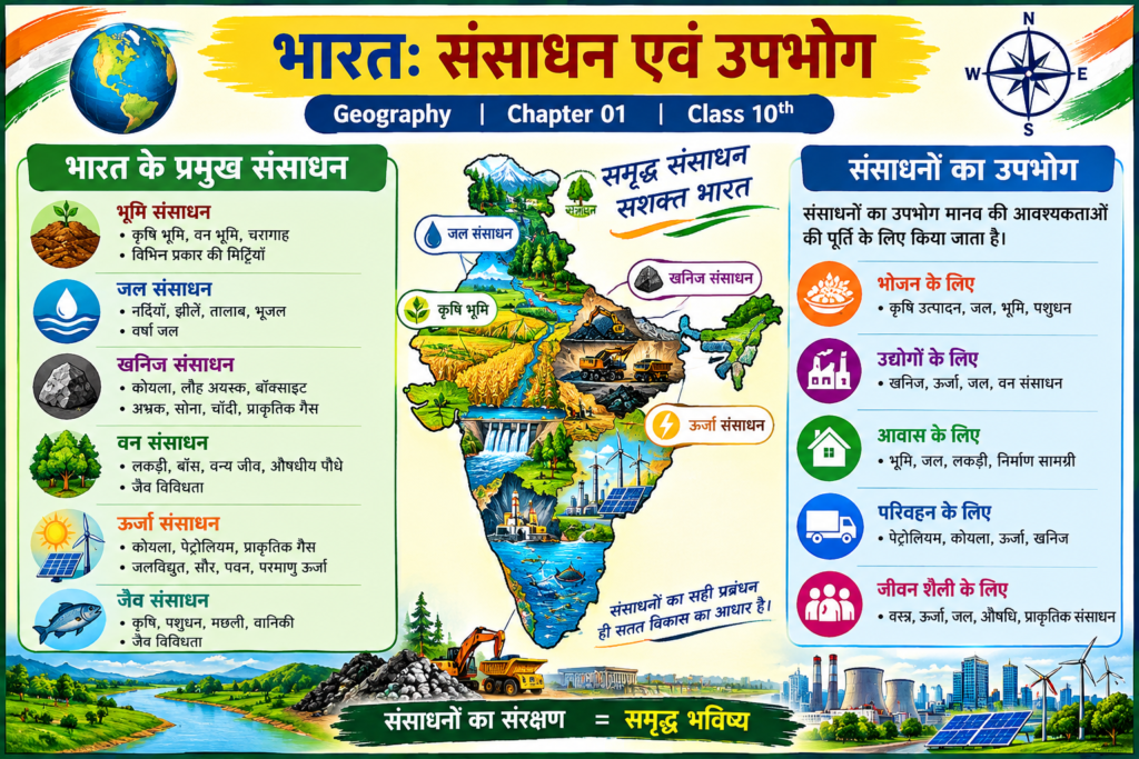 भारत संसाधन एवं उपभोग Geography Chapter 01 Class 10th